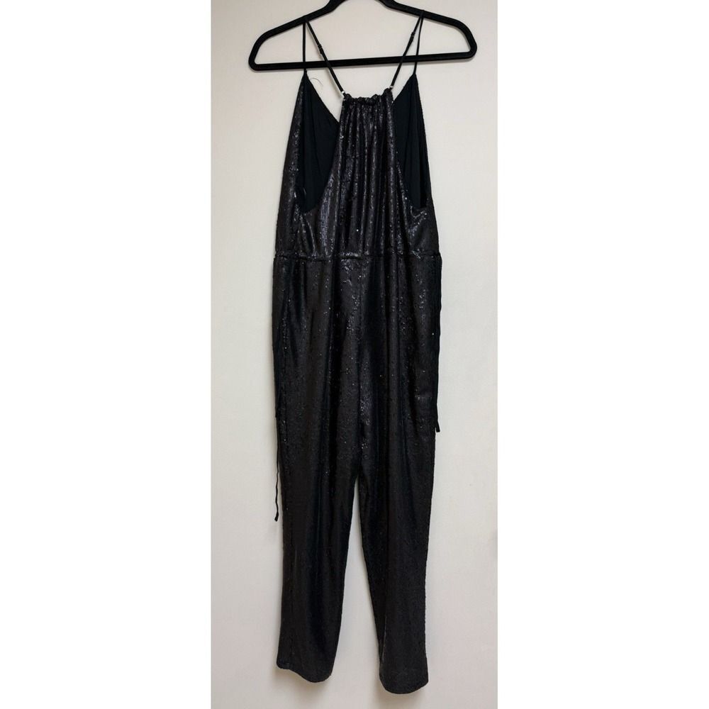 Free People Black Sequin Jumpsuit Pantsuit Sz S Party Festival Evening Glam - Picture 10 of 14
